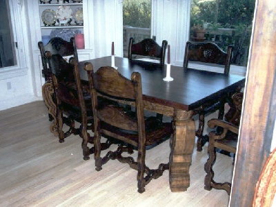 Walnut  Table with Carved Legs